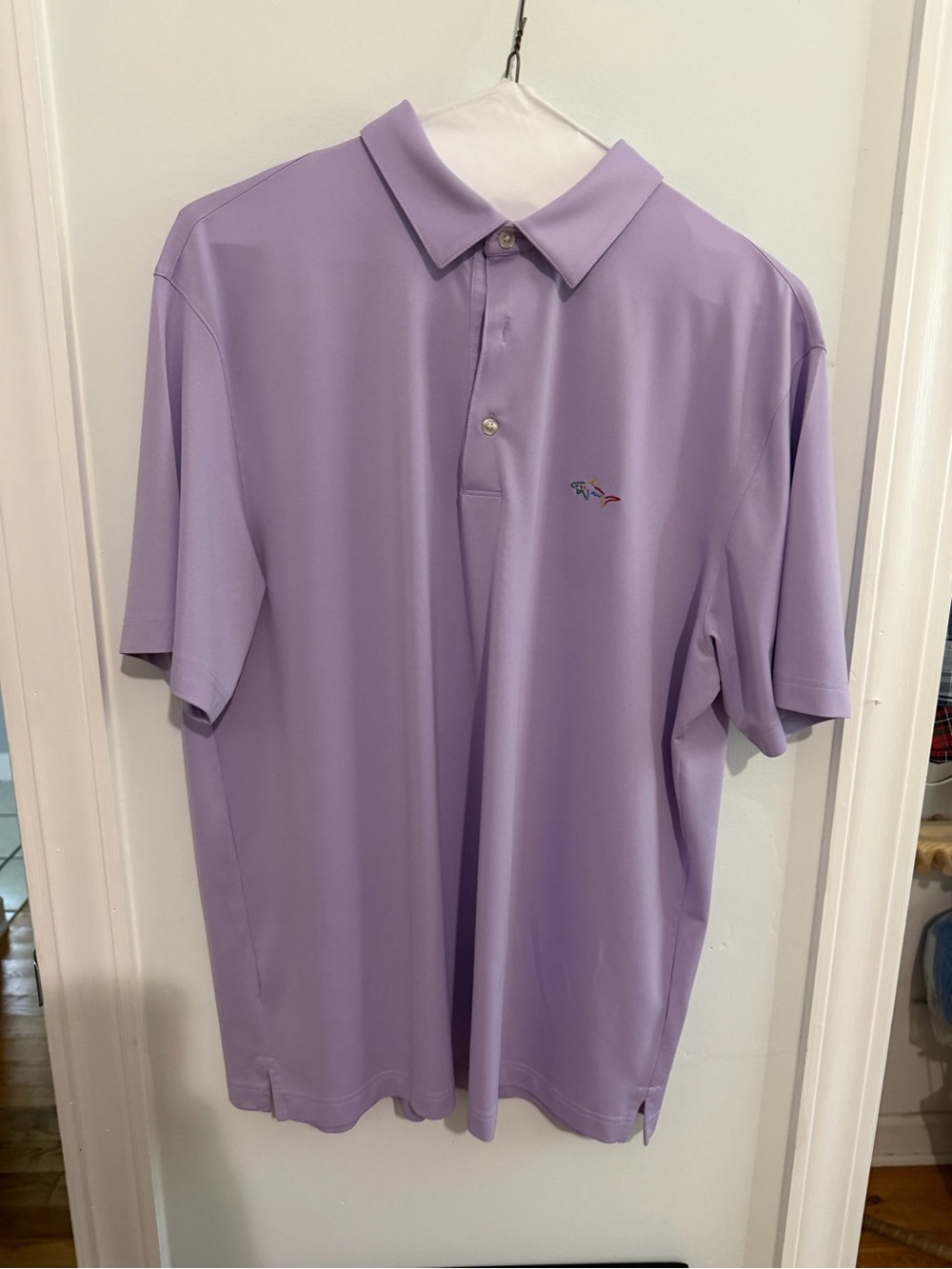 Greg Norman Collection Lavender Polo Shirt with Small Embroidered Shark Logo